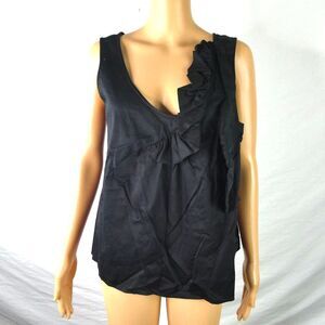 Kate Spade New York Swing Black Ruffle Bow Blouse Sleeveless Top Medium Career
